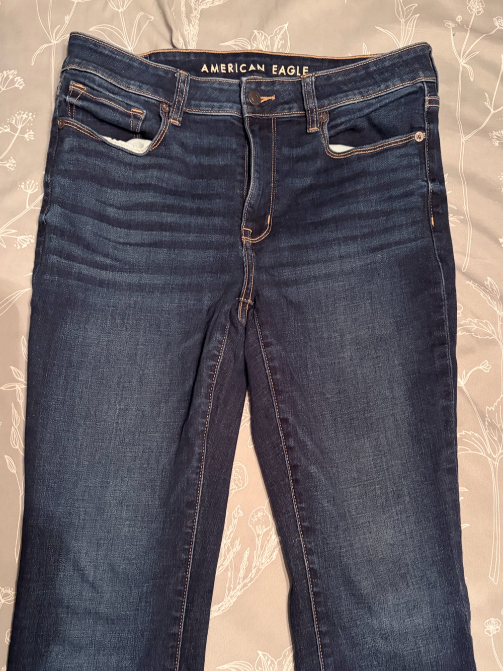 American Eagle Outfitters Slim Straight Dark Blue Jeans - Picture 2 of 8